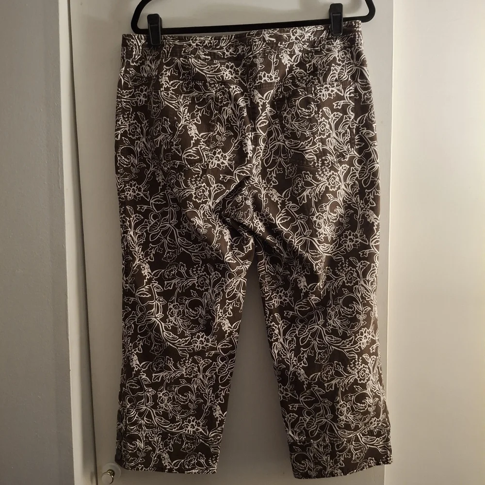 Ann Taylor LOFT Women's Brown And White Floral Capris